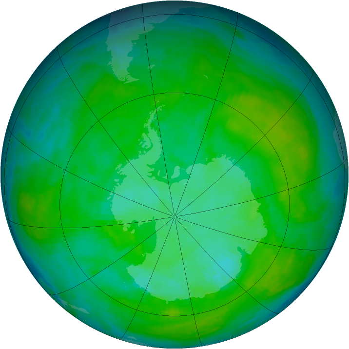 Antarctic ozone map for 02 January 1988